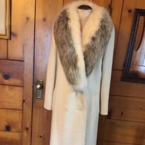 Classic White Lambs Wool with Fox Collar Coat